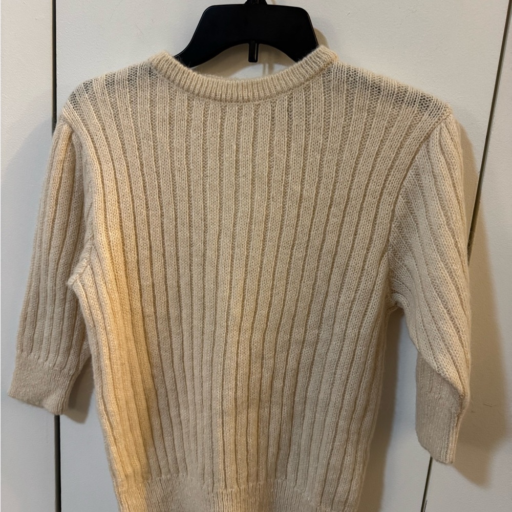 Cream Ribbed Crew Neck Sweater - Never Worn